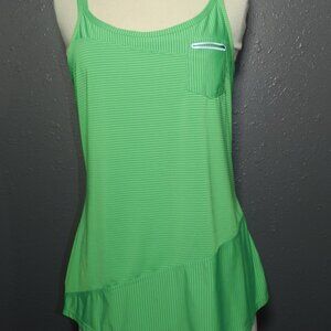 Athleta Womens Green And White Striped Workout Athletic Tank Top Size Medium
